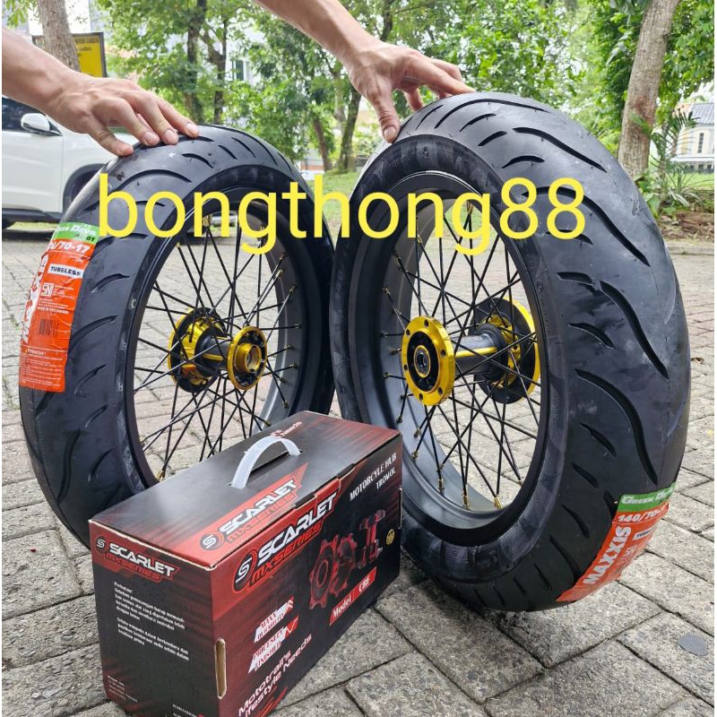 Sepakat Velg Rossi Sprint xd Klx BF D-Tracker Tromol Scarlet jari jari scarlet plus ban tubeless. Ma