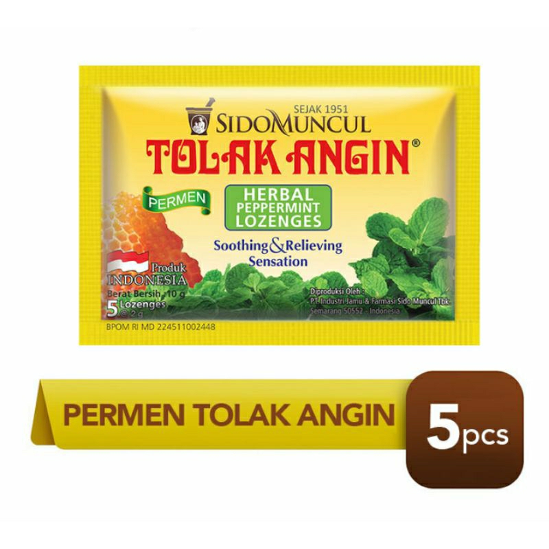 

Permen Tolak angin herbal peppermint isi 5 pc @2g