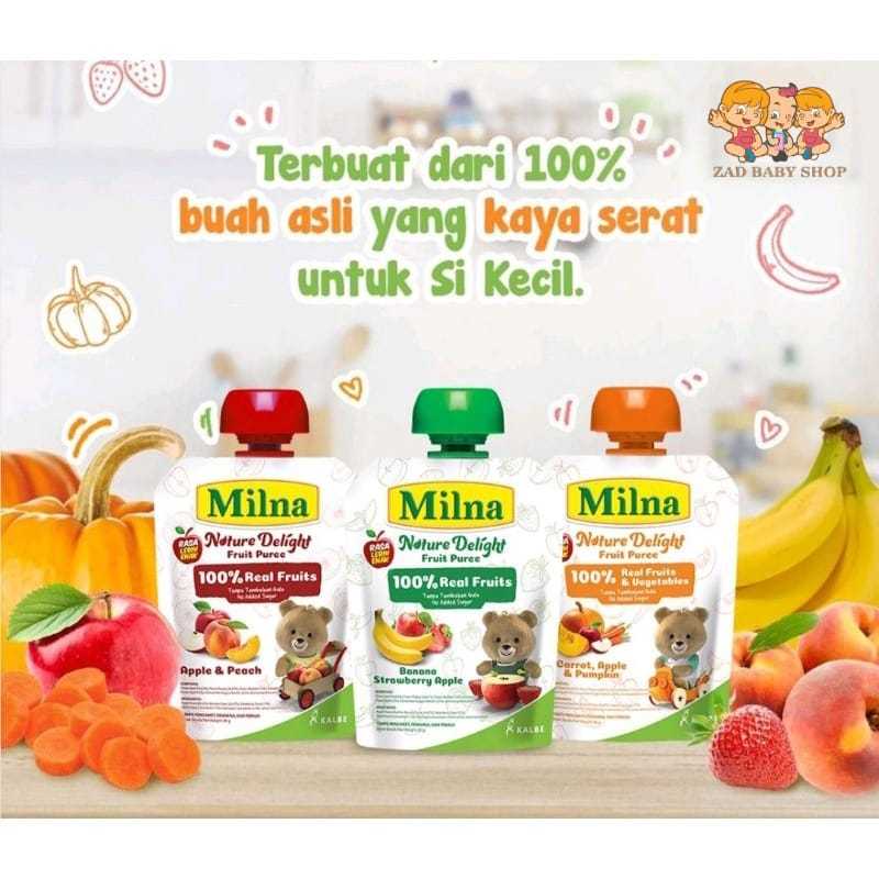 MILNA NATURE DELIGHT Fruit Puree 80g / Mpasi bayi 1 tahun+