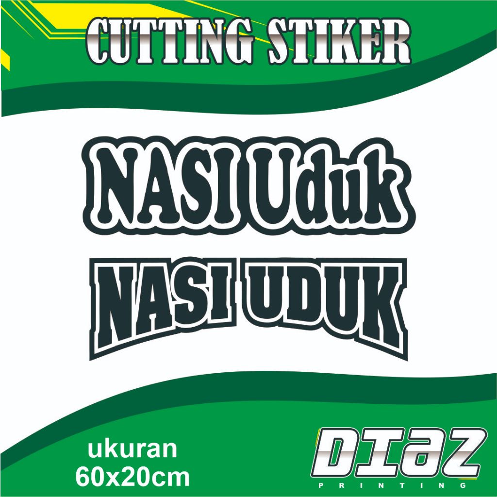 

CUTTING STICKER TULISAN NASI UDUK STICKER TEMPELAN UNTUK NAMA JUALAN DI GEROBAK ATAU ETALASE KACA