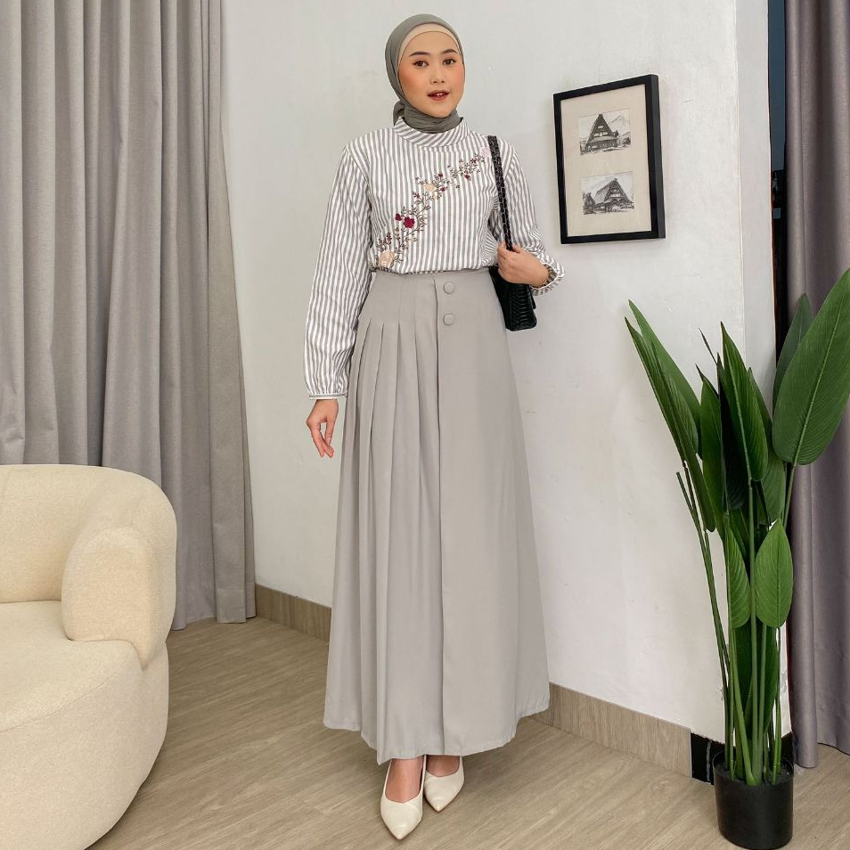 Dostifashion Safa Kulot / Kulot Rok Wanita Model Lebar Rempel Depan Kancing Bahan Torino