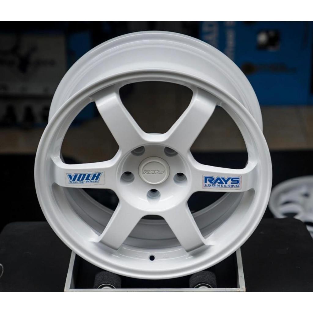 VELG VOLKRAYS TE37 OG R17 PCD 5x114 LEBAR 8 ET 40 WARNA WHITE - VELG MOBIL TIE ROD WHEELS
