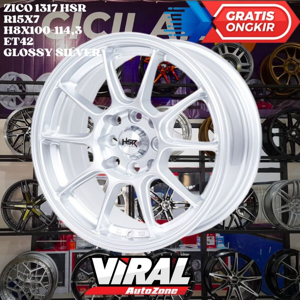 Velg Mobil Ring 15 HSR ZICO R15 LEBAR 7 INCH LOBANG BAUT 4 ET42 SILVER
