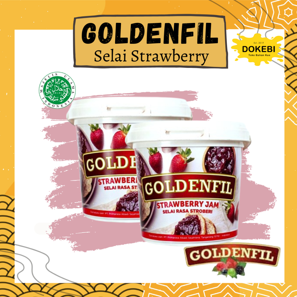 

GOLDENFIL STRAWBERRY JAM 1kg ( selai 50% buah asli strawberry segar )