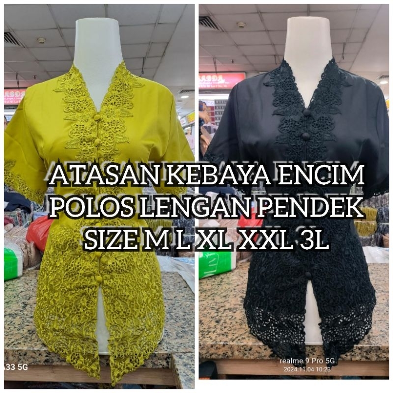 atasan kebaya encim bordir polos lengan pendek/kebaya acara formal wanita/kebaya modern