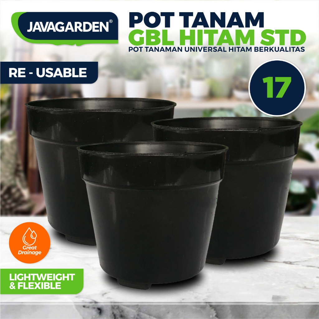Javagarden - Pot GBL 17 Hitam - Pot Kecil 8cm Pot Bibit Tanaman Bunga Hias