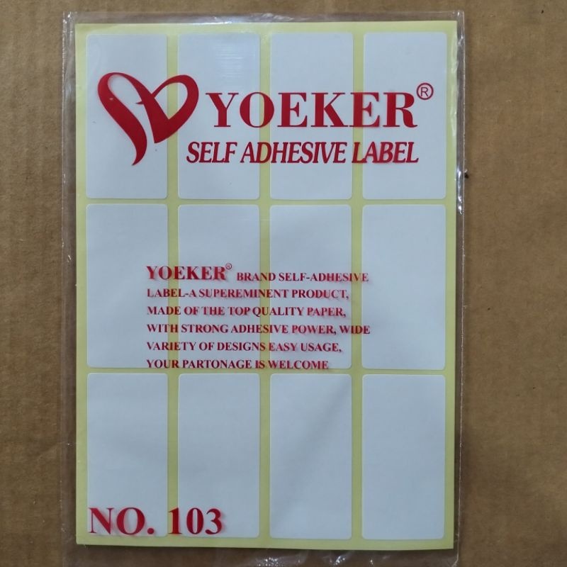 Stiker Label Nama Merek Yoeker No 103