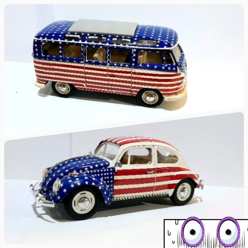 Skala 1:24 Diecast jadul custom volkswagen bus beetle