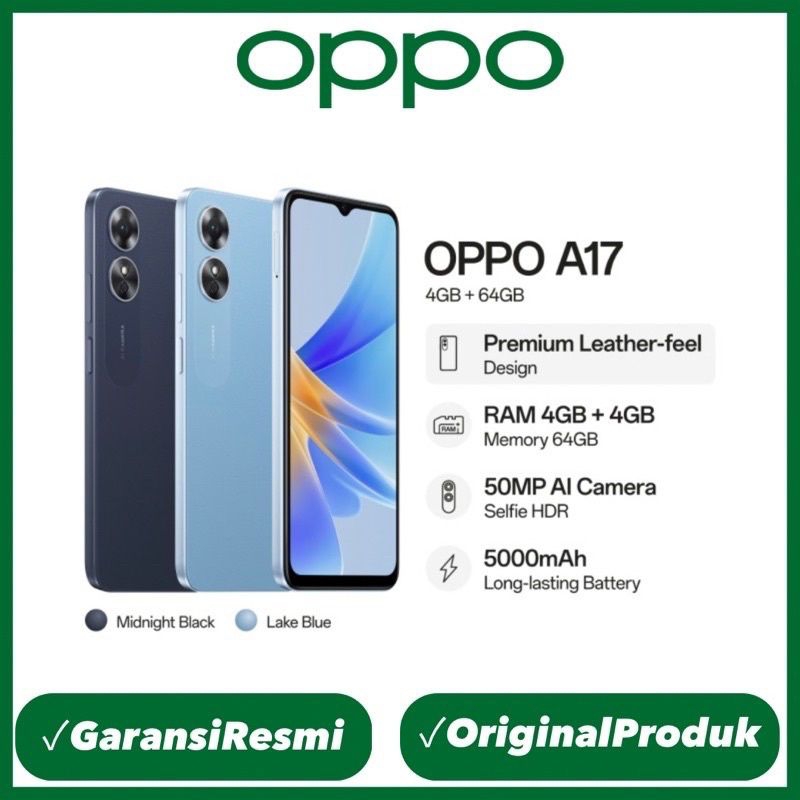 ✔️ PROMO COD HP OPPO A 17 SECOND RAM 6/128 GB GARANSI RESMI 1TAHUN