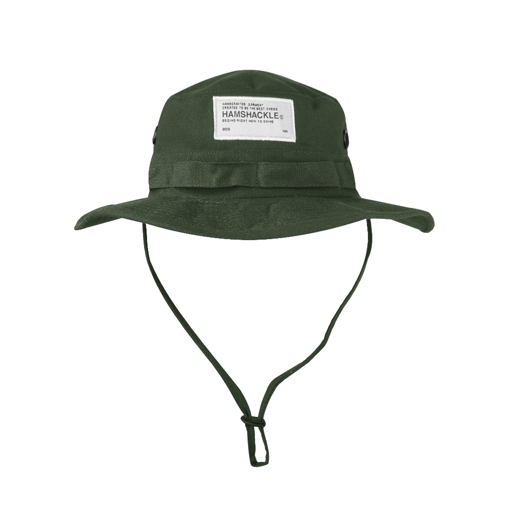 HAMSHACKLE - JUNGLE HUNTING HAT TOPI RIMBA OUTDOOR | GREEN ARMY