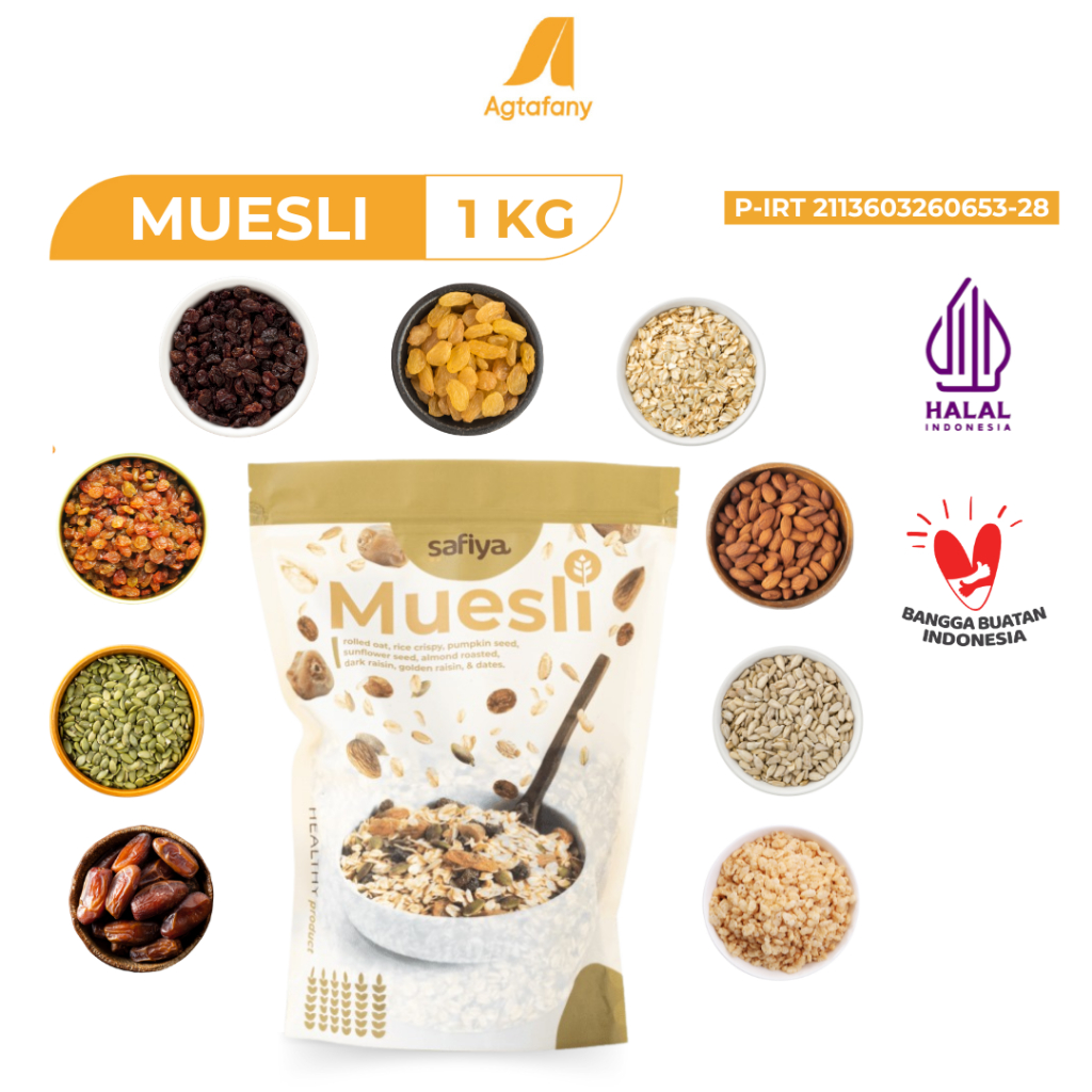 

Muesli Safiya 1 kg – Sereal Oatmeal Dried Fruit Sarapan Sehat Makanan Ringan | Healthy Food