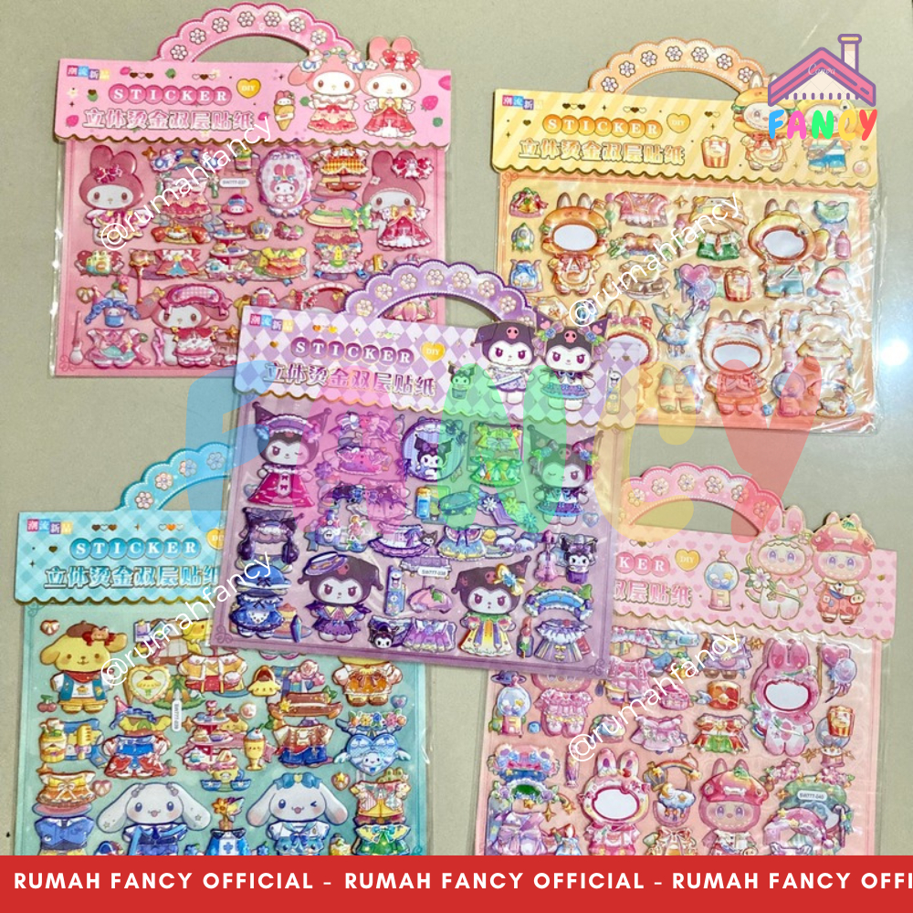 

STICKER 3D DIY LA0BUBU / Kuromoi / Melodi / Cinamon Dressing Sticker DRESSING TIMBUL [BISA GANTI BAJU] Karakter SNR Kuromi / Melody / Cinamon Stiker Ganti Baju Kostum Timbul