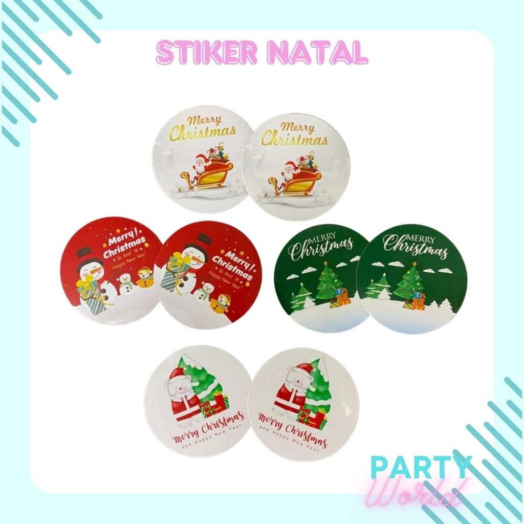 

20 Pcs Stiker Natal Merry Christmas Stiker Bulat Stiker Kemasan Pasrcel Stiker Toples Merry Christmas Tebal