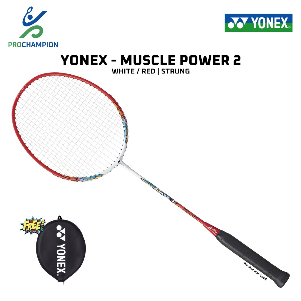 New  Raket Badminton Yonex Muscle Power 2 MP2 White Red