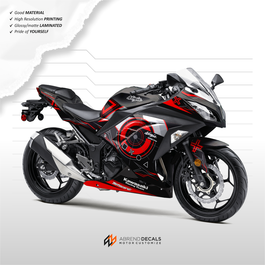 STIKER NINJA 250 FI OLD GRAFIS HELM KYT RACING / STRIPING NINJA FI SEMIFULL / STOCK DECAL