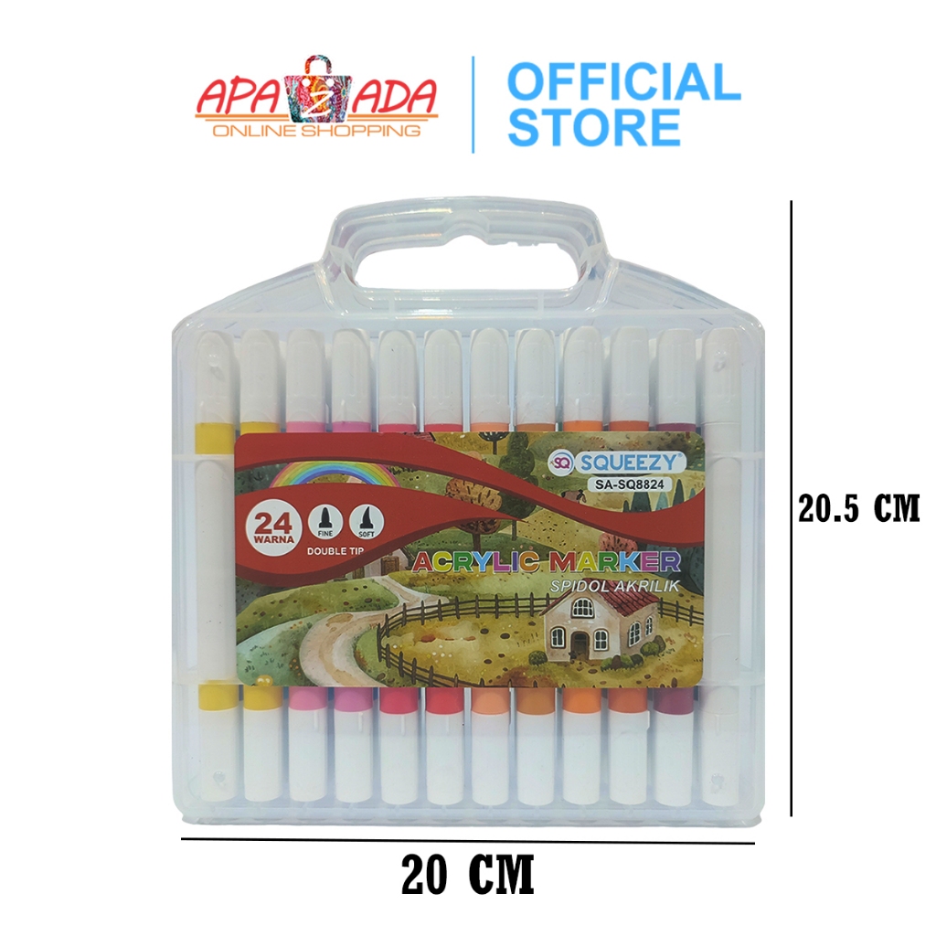 

Ay00! Apazada - Spidol Akrilik Dual Tip [1 Set - 24 Warna] / Pena Cat / Acrylic Marker Squeezy