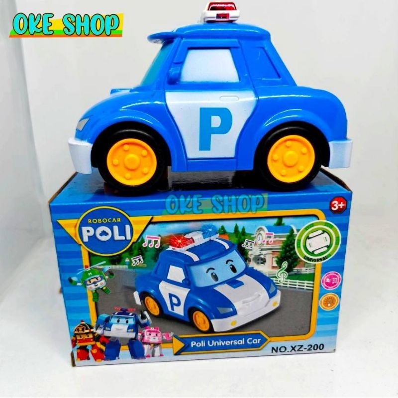 Mainan Mobil Poolii - MobilPolisi Bump And Go - Mobil Pooli Menyala