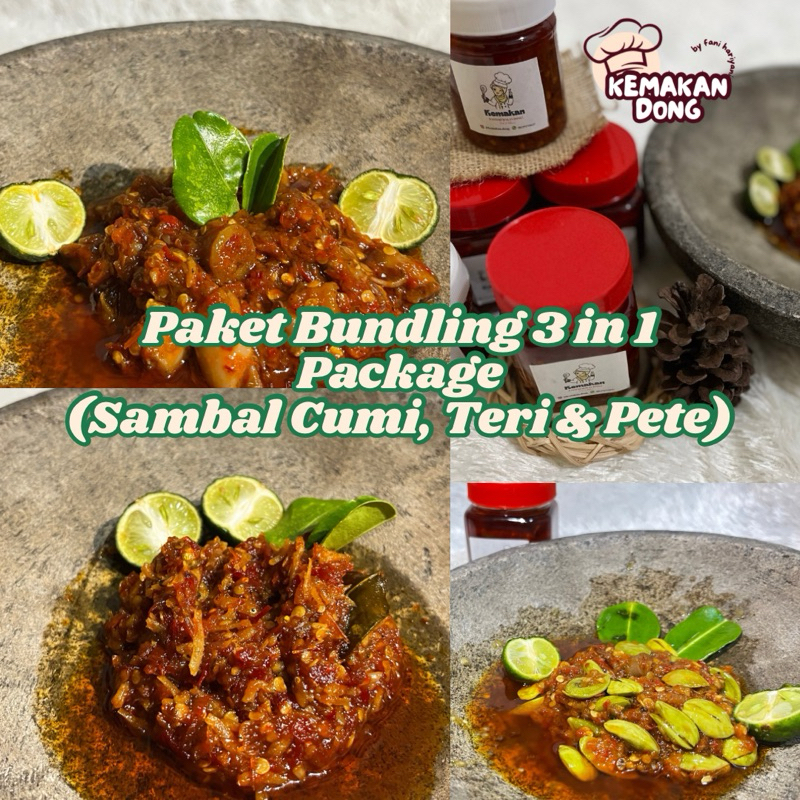 

KEMAKAN - Paket Bundling 3 in 1 Packaging Sambal Cumi, Teri Medan & Pete 150gr