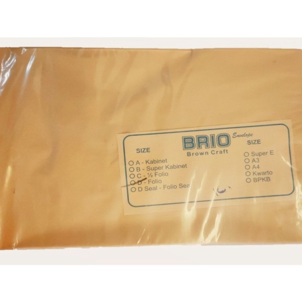 

KP8 Amplop Coklat Polos Folio BRIO per pak isi 1