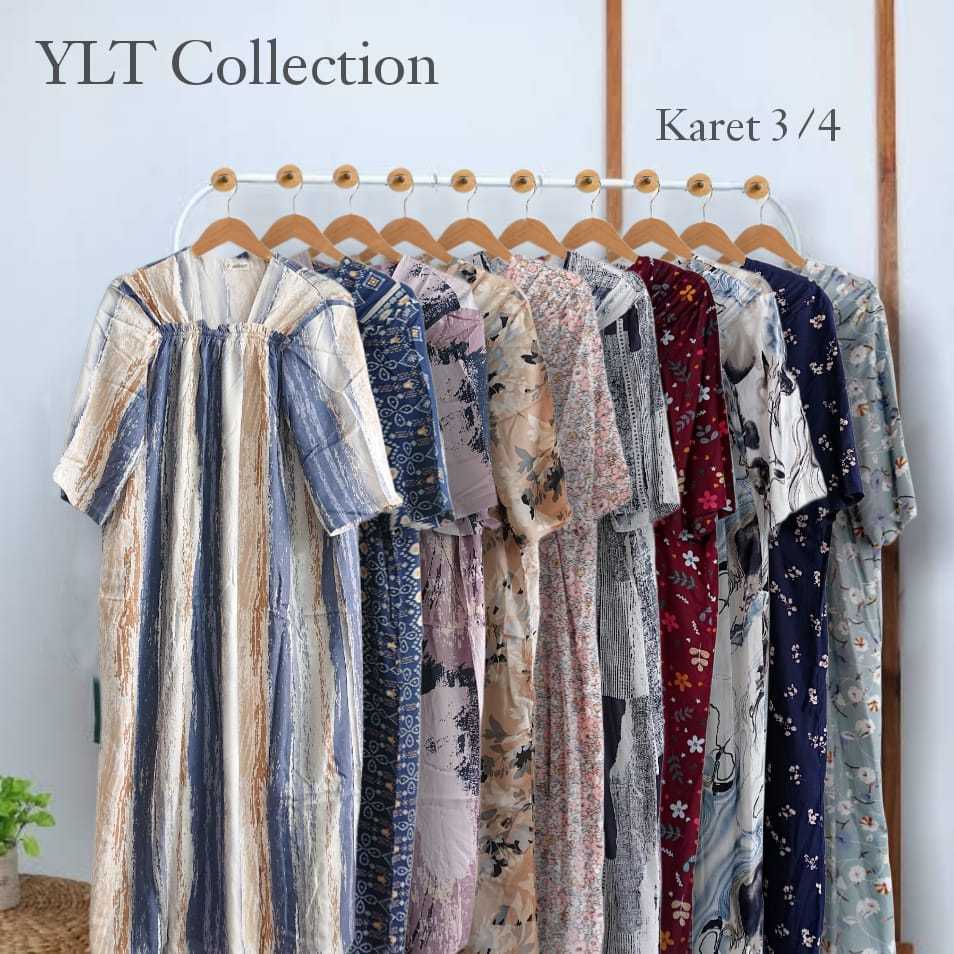 DASTER Panjang Karet Dada Long Dress Lengan 3/4 RAYON PREMIUM Motif Kekinian