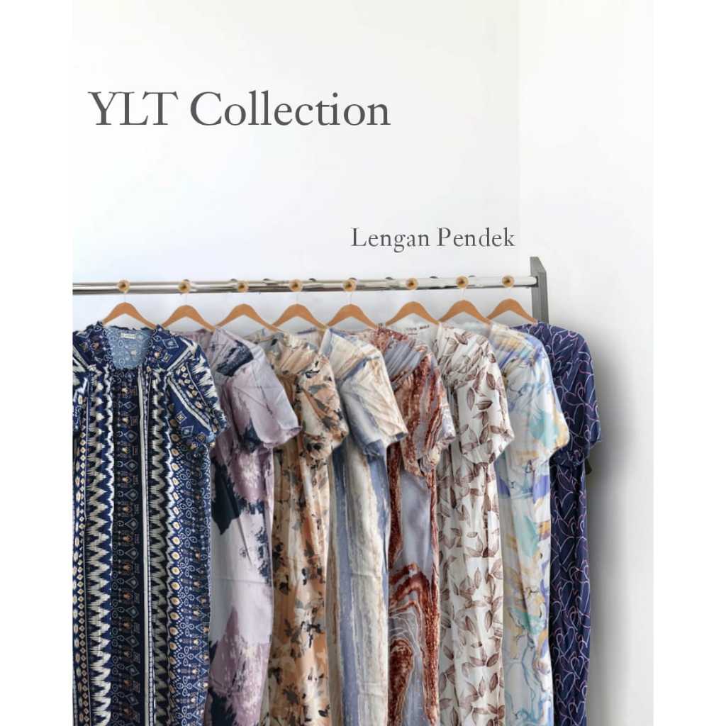 DASTER Panjang Karet Dada Long Dress Lengan Pendek Rayon PREMIUM Motif Kekinian