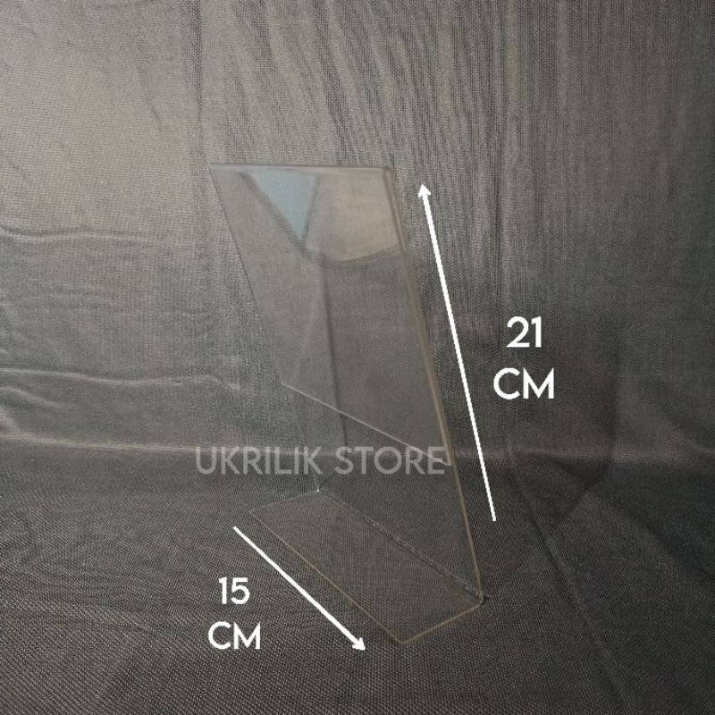 Tempat Brosur Akrilik / Tent Card Akrilik Ukuran A5 21 x 15 cm satu sisi Potrait L