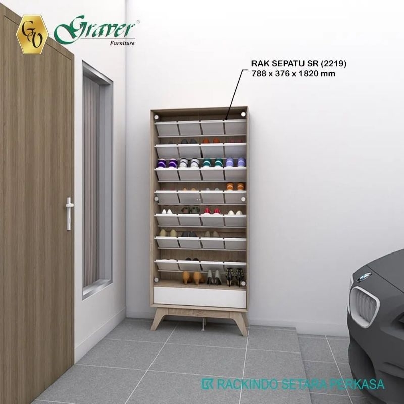 Rak Sepatu Besar Lemari Sepatu tinggi rak Sendal / sepatu Kaca