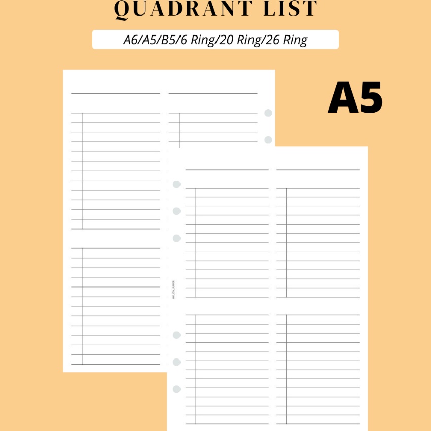 

Potongan A5 Planner Todo List Quadrant List by INKONPAPER
