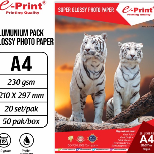 

HJ6 ePrint Glossy A4 Alumunium Pack 23GSM