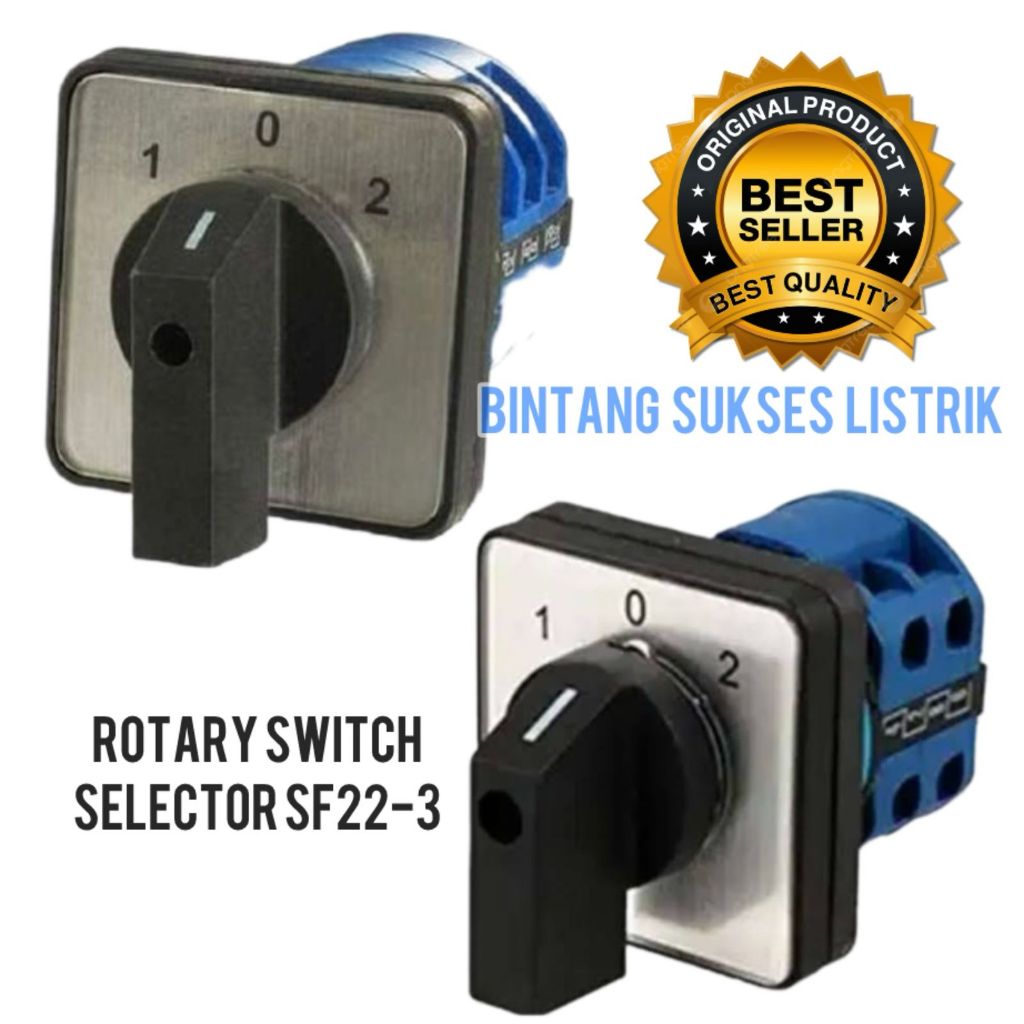 ORIGINAL Selector Switch 3 Position 3P 1-0-2 SF22-3-3 Selektor Swit 3 Posisi 3 Phase Rotary Switch