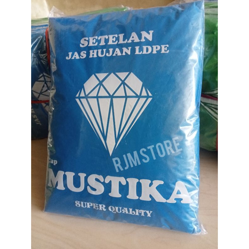 Jas Hujan Plastik Setelan Ponco Tebal Cap MUSTIKA