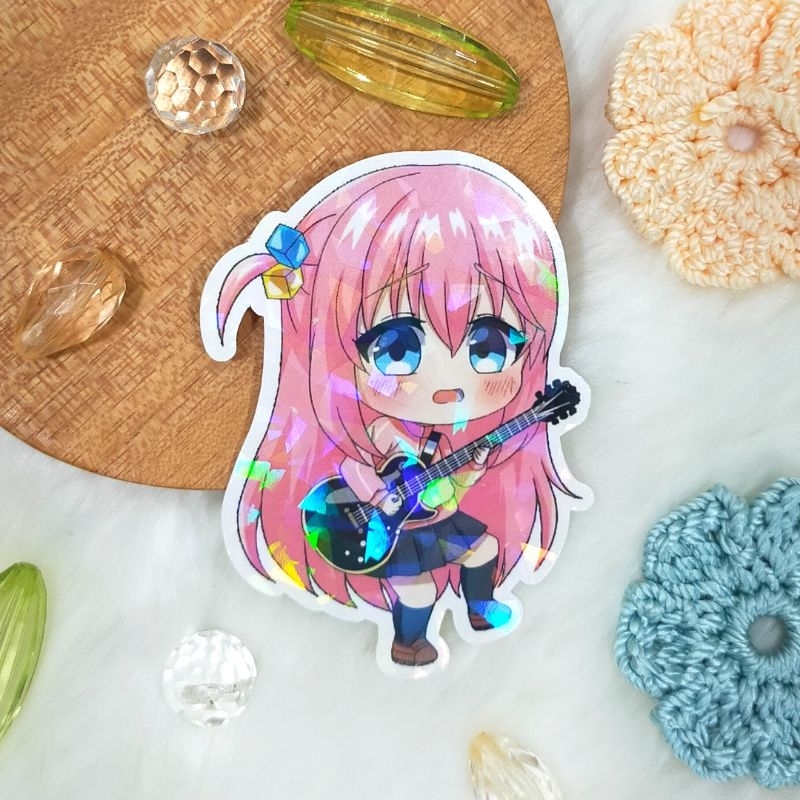 

Sticker Hologram Brokenglass Fanmerch Bocchi the Rock Bocchi Hitori Gotoh Original Fanart by Merch Trove