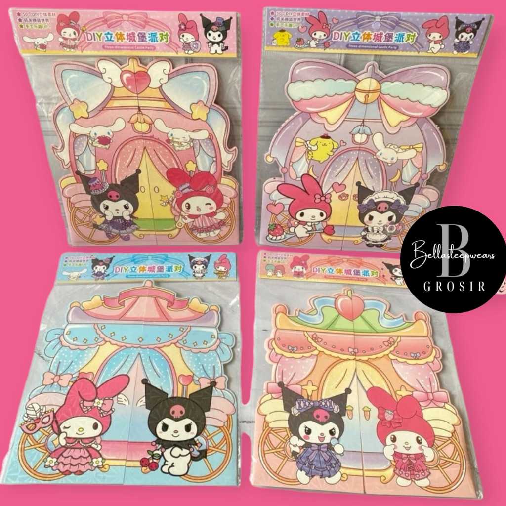 BELLA STIKER BUKU SANRIO CASTLE MAGNETIC MAGNET  DRESS UP MODEL CASTLE KURUMI MELODY