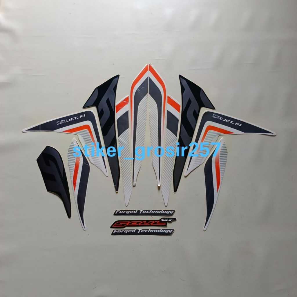 STIKER STRIPING LES LIST BODY MOTOR YAMAHA MIO SOUL GT 2014 PUTIH HITAM