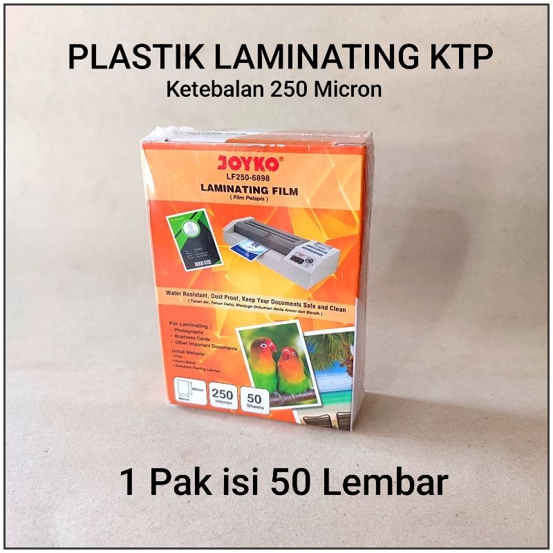 

1 Pak Plastik Laminating KTP 250 Micron JOYKO Isi 50 Sheet