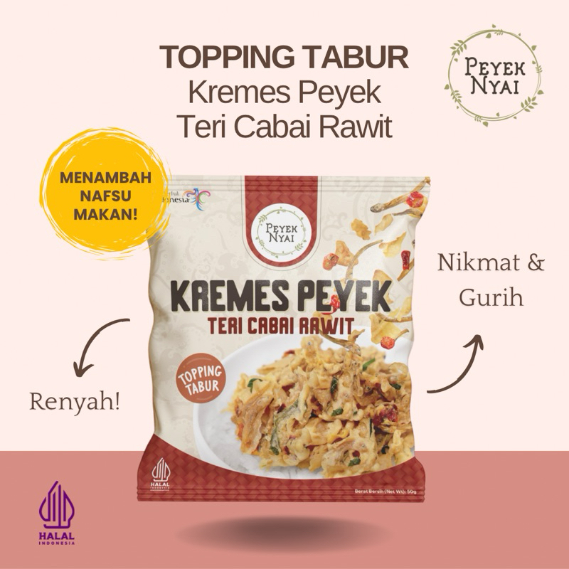 

PEYEK NYAI - TOPPING TABUR Kremes Rempeyek Teri Cabai Rawit (POUCH)