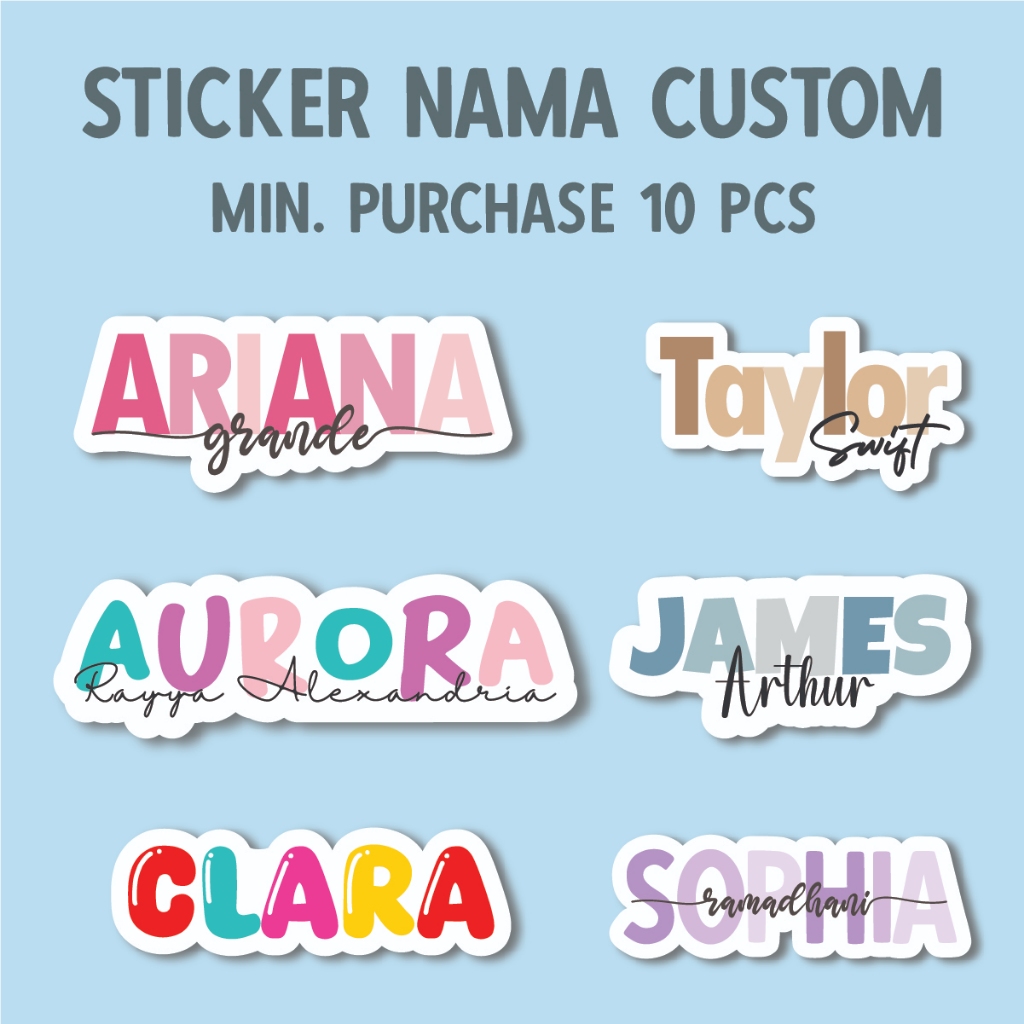

Sticker Nama Warna Warni Custom Stiker Label Waterproof Mix Nama Cocok Untuk Hampers Ultah, Grup DLL
