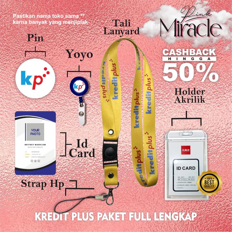 

Tali Lanyard KREDIT PLUS KUNING / Tali idcard KREDIT PLUS KUNING [Ready stock] Termurah