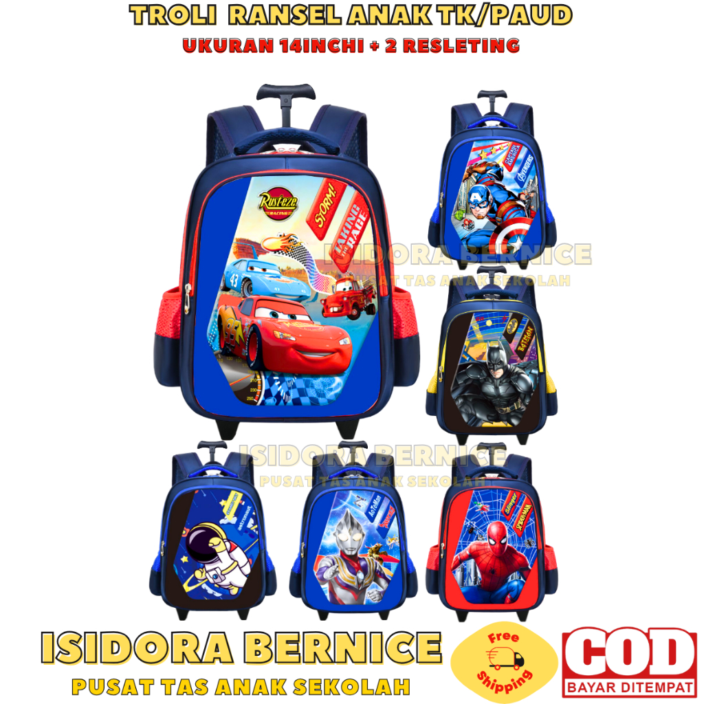 Tas Koper Anak Laki Laki TK Cowok Karakter Mobil Superhero