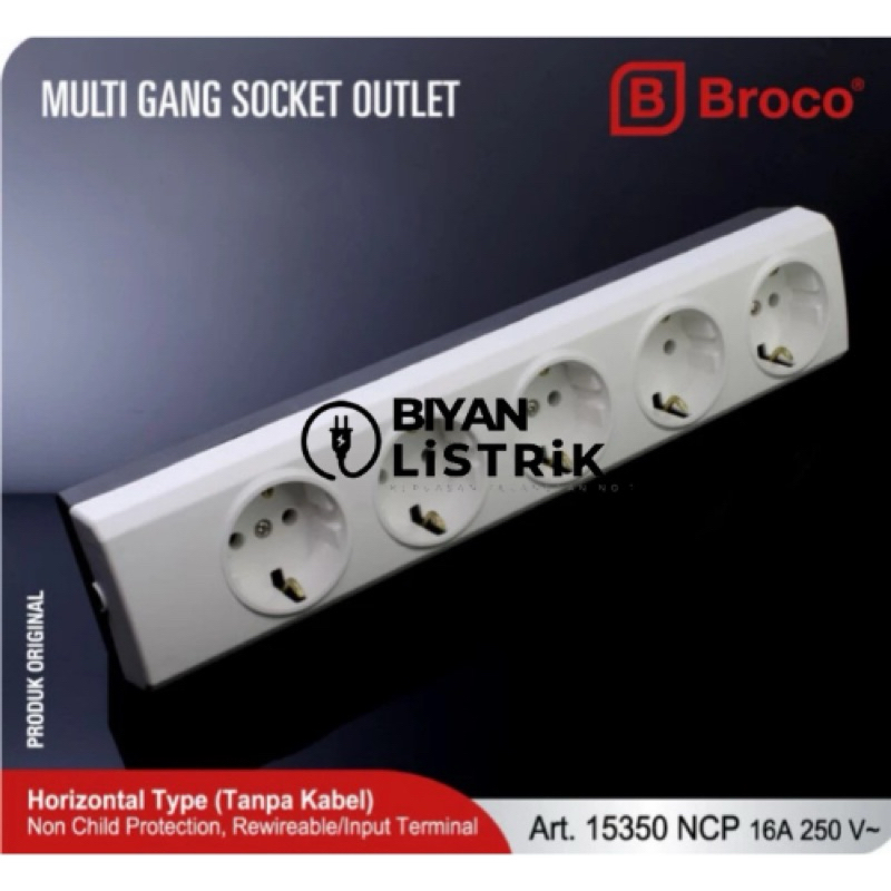 Broco Stop Kontak 5 Lubang | Tanpa Kabel
