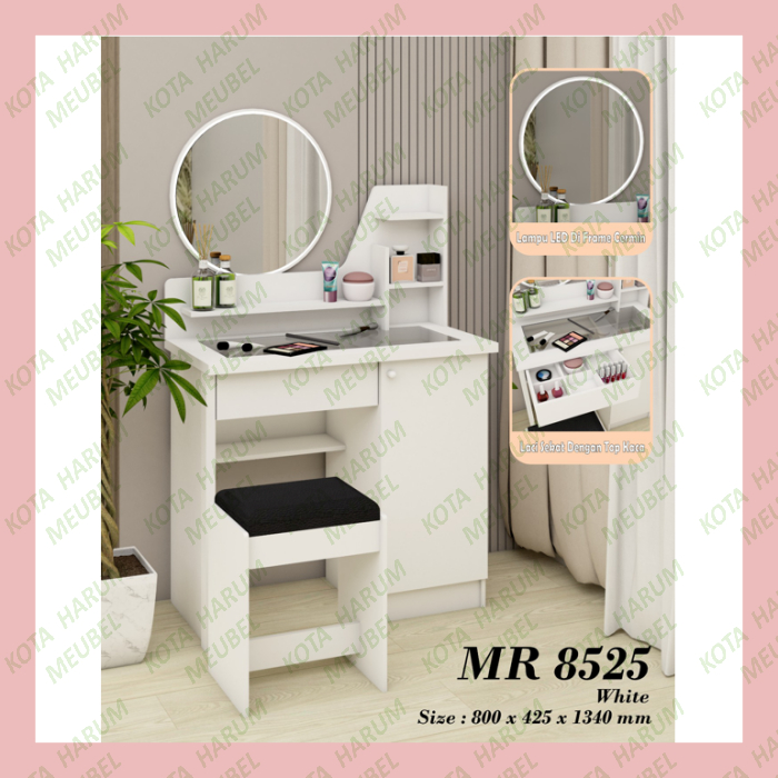 meja rias putih polos marmer marble meja rias lucu pakai lampu minimalis modern GK MR 8525 informa k