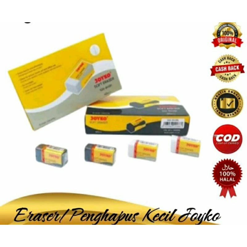 

Setip/Eraser/Penghapus Joyko Hitam/Putih Per Box isi 40pcs