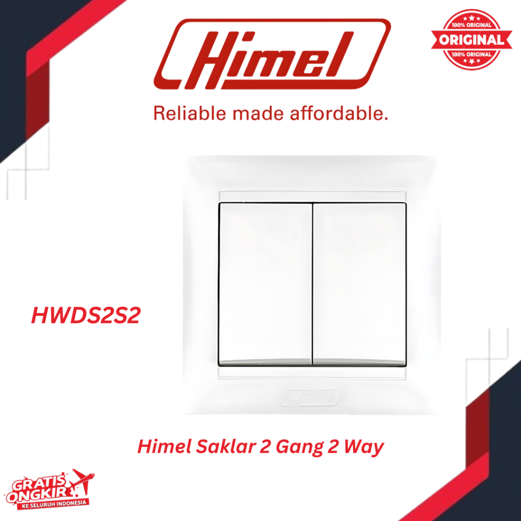 SAKLAR 2 GANG 2 WAY SWITCH CURVO HIMEL