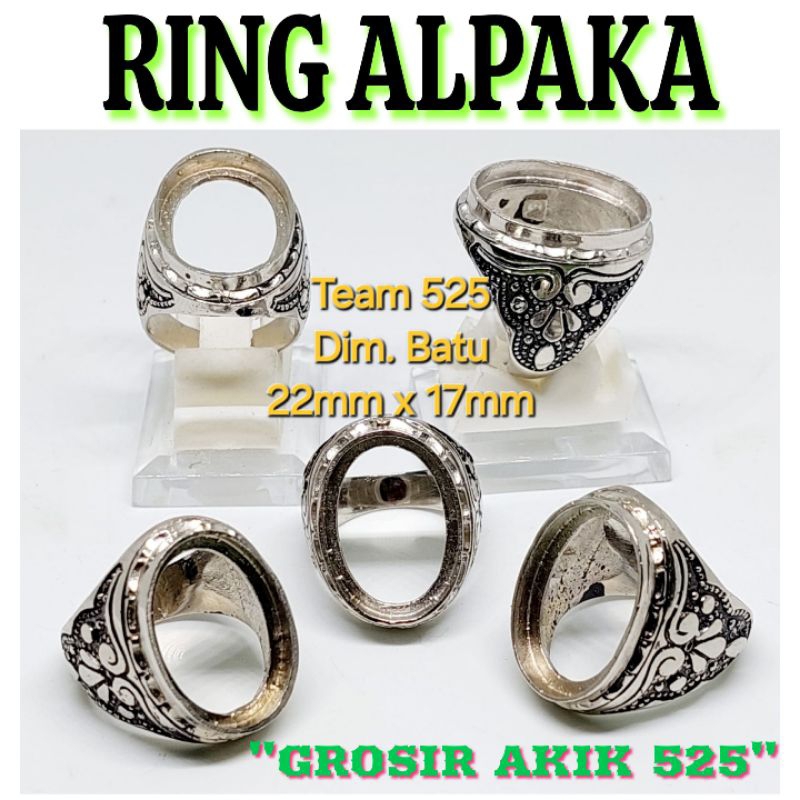Ring emban alpaka super dim 22x17 tanam ukir ukiran bali pengikat ring cincin batu akik eceran kodia