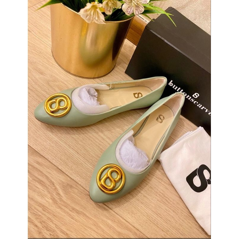 Preloved like new  Button Scarves Flat Shoes Green Sage
