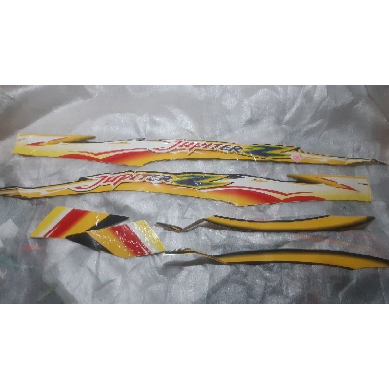 striping  stiker bok cover body full set assy kanan kiri jupiter z burhan kuning putih merah orange 