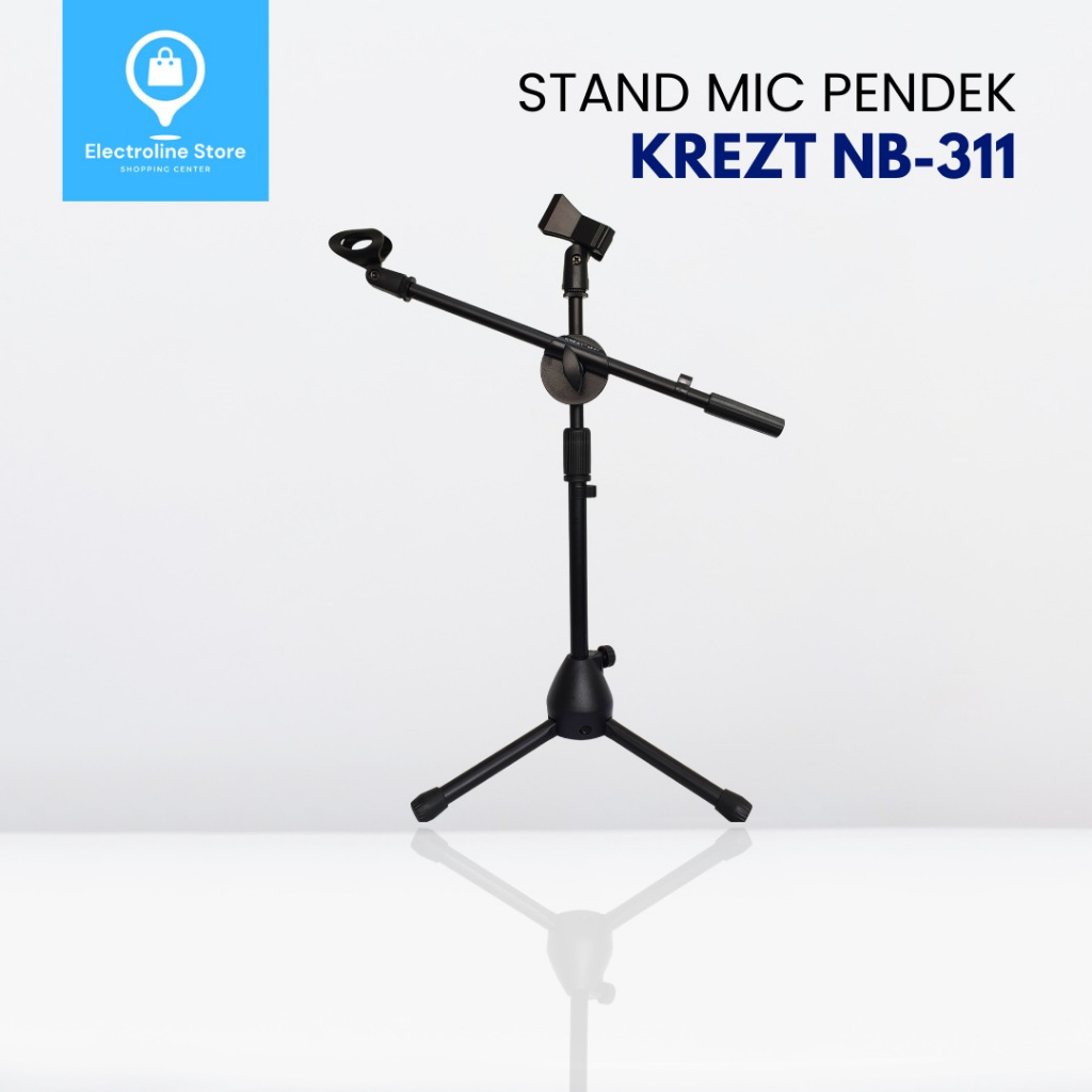 Stand Mic Pendek KREZT NB-311 Tripod Mic Pendek Bahan Besi Tiang Mik Kaki Tiga Stand Mik Duduk Bahan