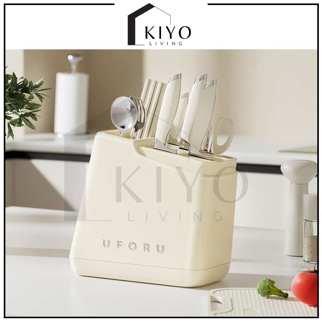 KIYO Tempat Penyimpanan Pisau Dapur Karakter Lucu / Tempat Peralatan Makan Pisau Ada Tirisan Air Est