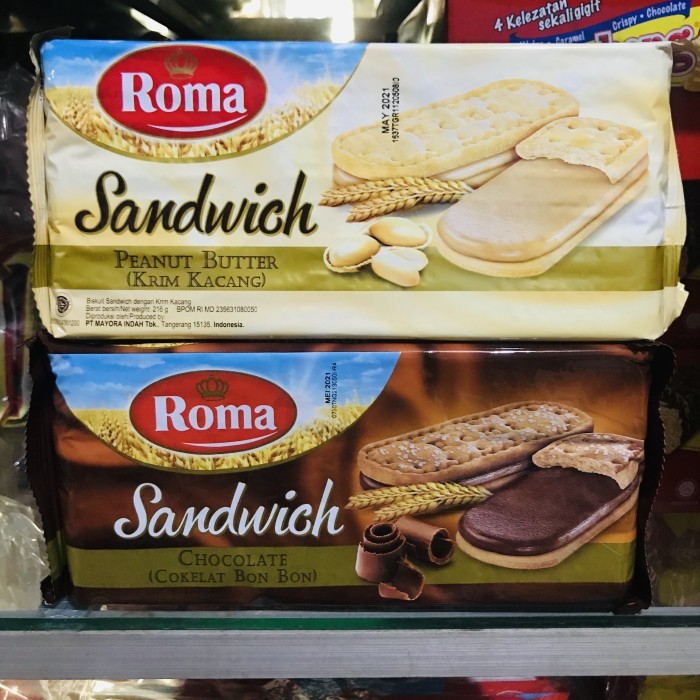 

Roma sandwich 206gr kacang dan coklat peanut butter