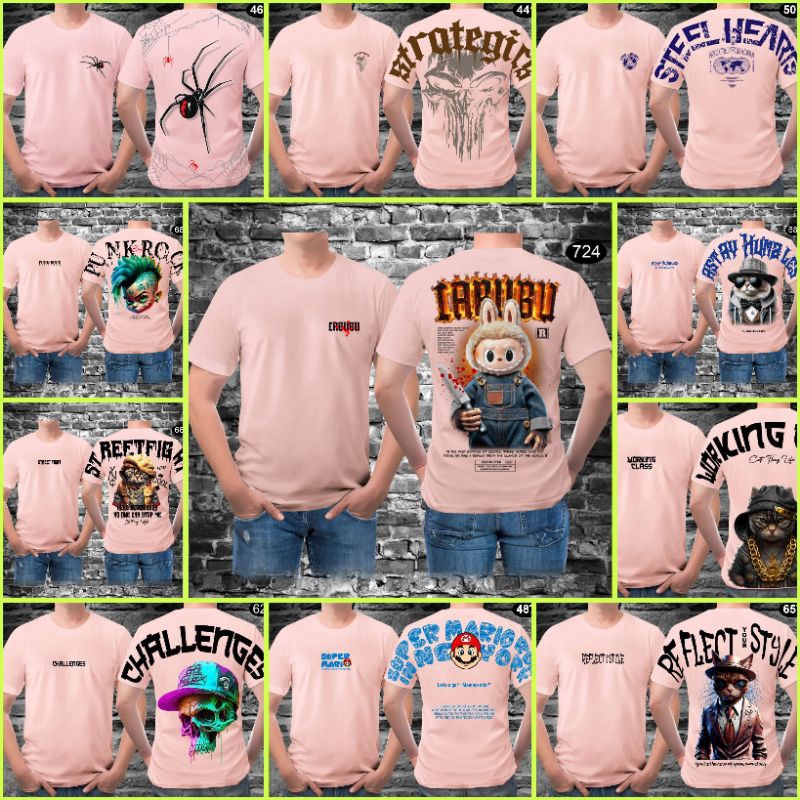 Anzafawzia Kaos distro // KAOS ATASAN PRIA DAN WANITA WARNA PINK PEACH//Grosir pakaian Atasan kaos P